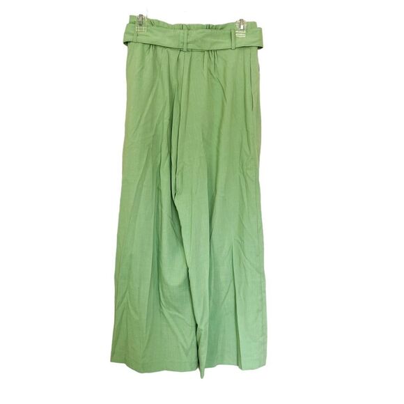 Stradivarius Asos Green Mid Rise Belted Wide Leg Slacks Size Medium - Picture 2 of 11